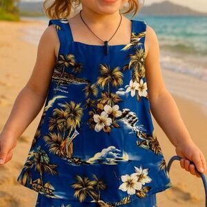 Hilo Hattie 4T Girls Blue Hawaiian Top | Made in Hawaii Aloha Summer Shirt